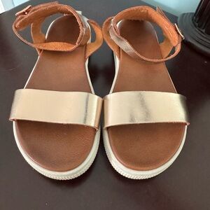 Metallic Sandals with Brown Straps